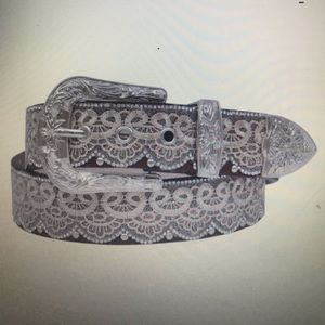 Angel Ranch Women’s Rhinestone Lace Leather Belt